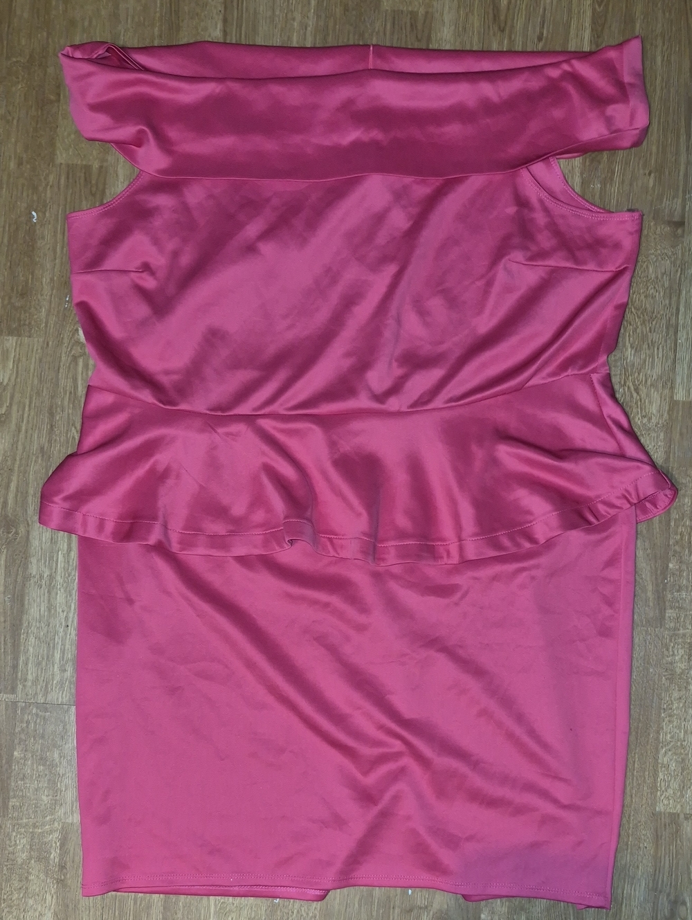 Ashley Stewart Bright Rose Raspberry Off Shoulder Peplum Dress 30/32
